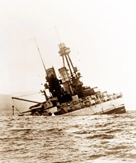 Scapa Collection: German Battleship Bayern sinking, Scapa Flow