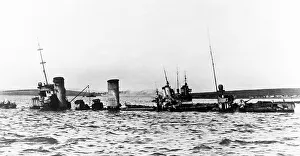 Scapa Prints: German battleships sinking off the island of Fara
