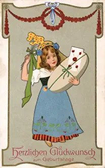 Bunch Prints: German Birthday Greetings Postcard - Many Happy Returns