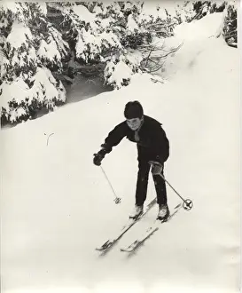 German boy scout learning to ski