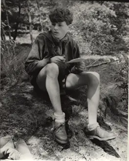 Activities Prints: German boy scout on an outdoor activity