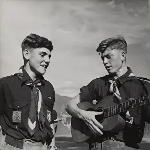 Two German boy scouts at camp