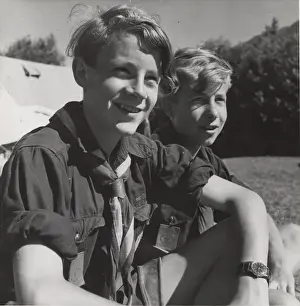 Two German boy scouts at camp