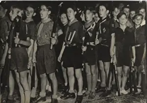 Torches Prints: German boy scouts singing with torches