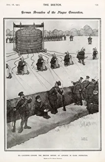 Images Dated 15th March 2021: German breaches of the Hague Convention - laughing gassing the British before an advance