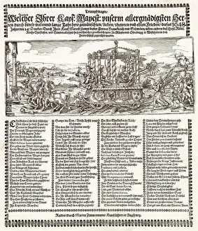 Thirty Prints: German broadsheet celebrating peace after thirty years of fighting Date: 1648