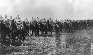 German cavalry on manoeuvres, Belgium, WW1
