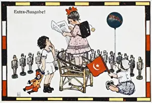 Toys Prints: German Children playing War Games during WW1