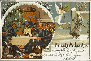 Festive Prints: German Christmas card with soldiers