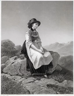 Images Dated 23rd February 2021: German country girl : 'The Jaegers Wife'. Date: circa 1850