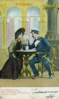German couple drinking a toast