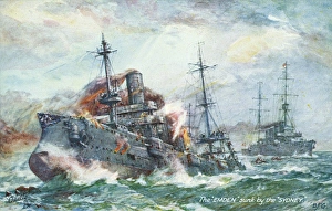 Allies Collection: German cruiser SMS Emden attacked by HMAS Sydney, WW1