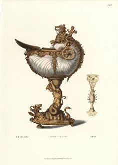 German cup made out of a nautilus shell decorated