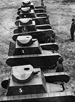 Imposing Gallery: German dummy tanks on parade, 1932