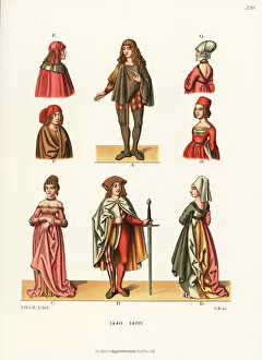 Breastplate Gallery: German fashions of the 15th century, including mi-parti