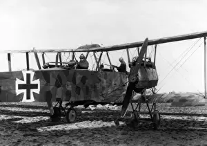 German Gotha biplane with crew, WW1