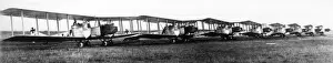 German Gotha G. II biplanes lined up in a field, WW1