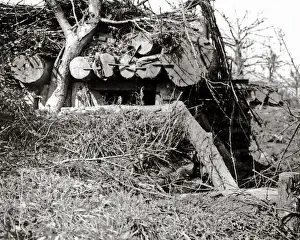 Camouflaged Prints: German gun emplacement at Combles, Western Front, WW1