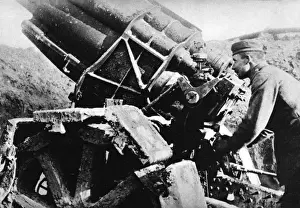 Verdun Prints: German gunner with heavy artillery, France, WW1