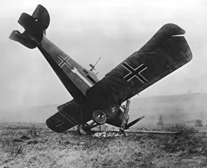 German Hannover CL. II crashed biplane, WW1