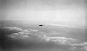 Distant Prints: German Hannover CL. III biplane in flight, WW1