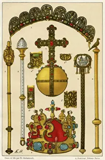 Bohemian Prints: German imperial crown, Sceptres, Orb and Bohemian Crown
