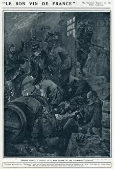 Images Dated 24th October 2016: German infantry in French wine cellar, World War One