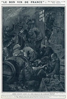 Images Dated 24th October 2016: German infantry in French wine cellar, World War One