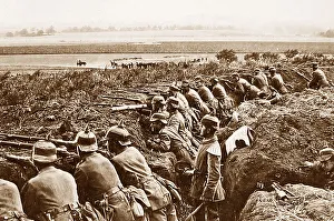 German infantry in trenches in WW1