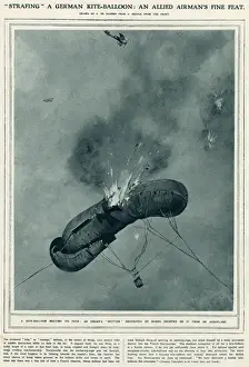 Kite Prints: A German kite-balloon shot down by an Allied pilot