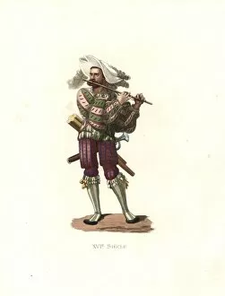 German landsknecht soldier wearing puff-sleeved
