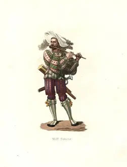 Fife Prints: German landsknecht soldier wearing puff-sleeved