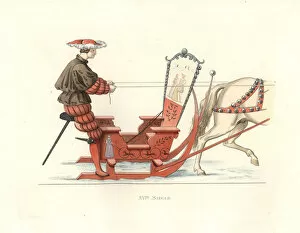 German man competing in a sleigh race, 16th century