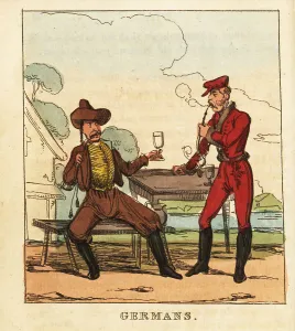 Fur Trim Prints: German men drinking beer at an inn, 19th century