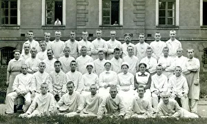 German military hospital, staff and patients, WW1