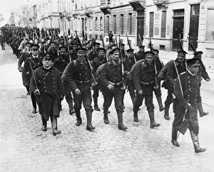 Occupied Prints: German navy entering Brussels, Belgium, WW1