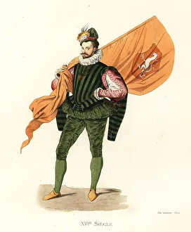 Muslin Prints: German noble standard-bearer, 16th century