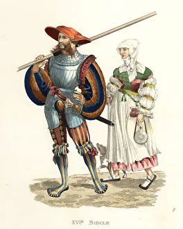 16th Century German Landsknechte and Servant Girl Art