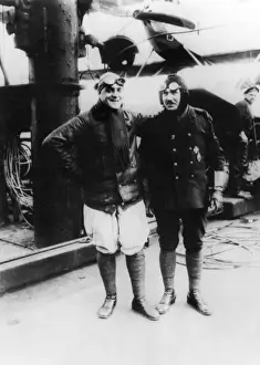 Pilots Prints: Two German pilots in relaxed mood, WW1