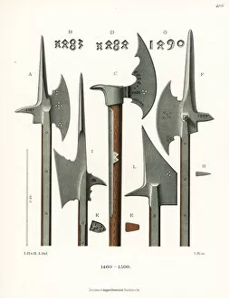 Iillustration Gallery: German pole axe and halberd from the late 15th century