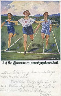 German postcard, women athletes in a race