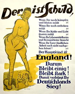 Problems Prints: German poster, England is to blame, WW1