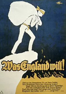 Blindfold Collection: German poster, What England Wants, WW1