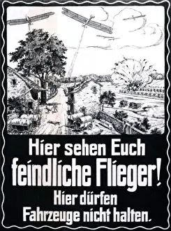 Warning Prints: German poster giving air raid instructions, WW1