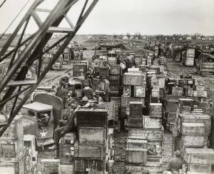Erding Prints: German Prisoners of War Unload Wooden Crates in the Open?