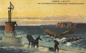 Crashing Prints: German propaganda postcard, Our U-Boats, WW1