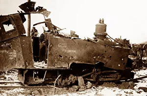 German railway engine in Combles, France in March 1917