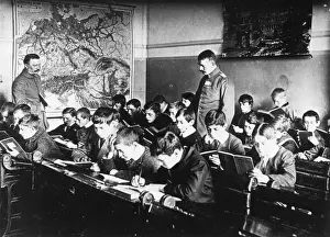 Teachers Prints: German school in Brussels, Belgium, WW1