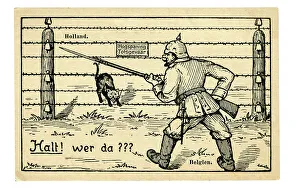 Refugees Prints: German soldier with pickelhelm, rifle and bayonet