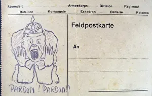 German soldier saying PARDON ! - German Field Postcard